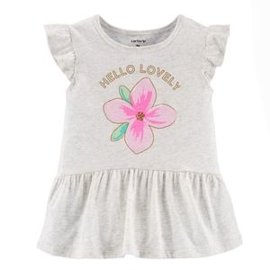 Carter's | Hello Lovely Glitter Flower Peplum Top